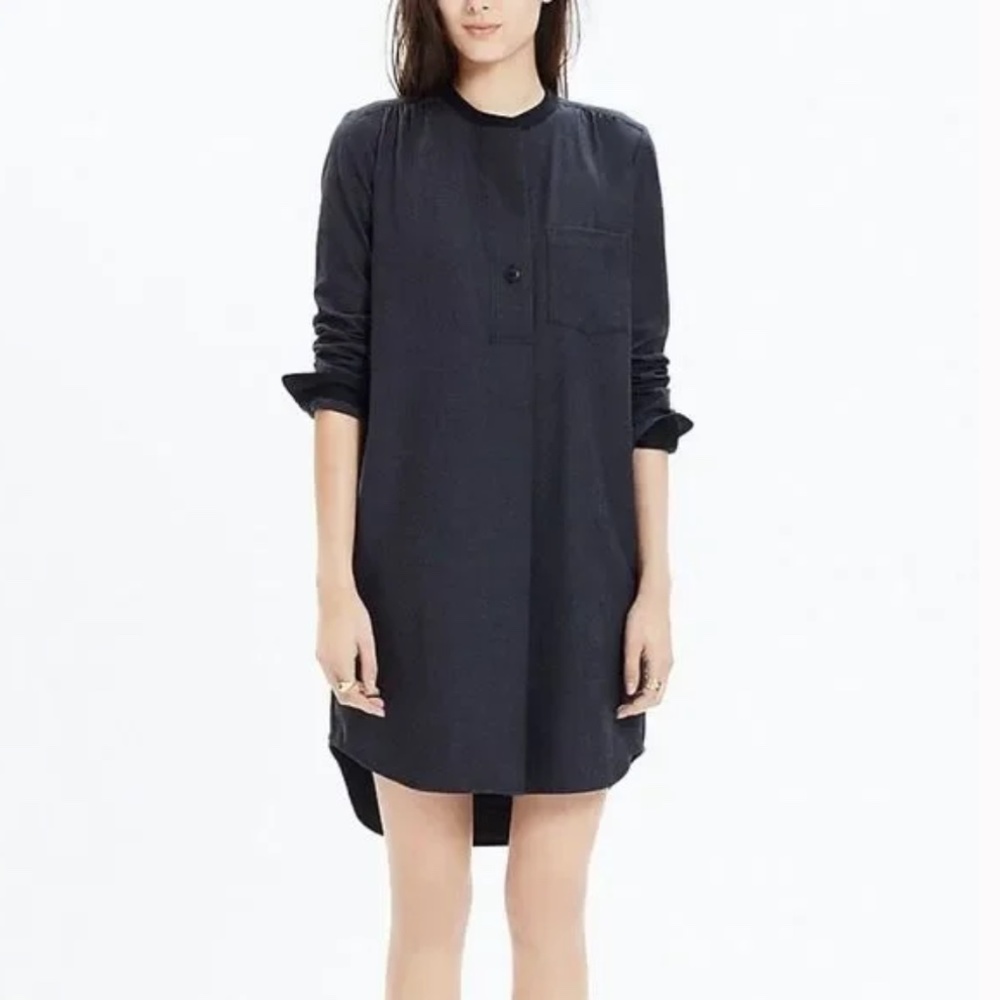 Madewell Flannel Latitude Wool Blend Shirtdress in Charcoal Grey Size XS